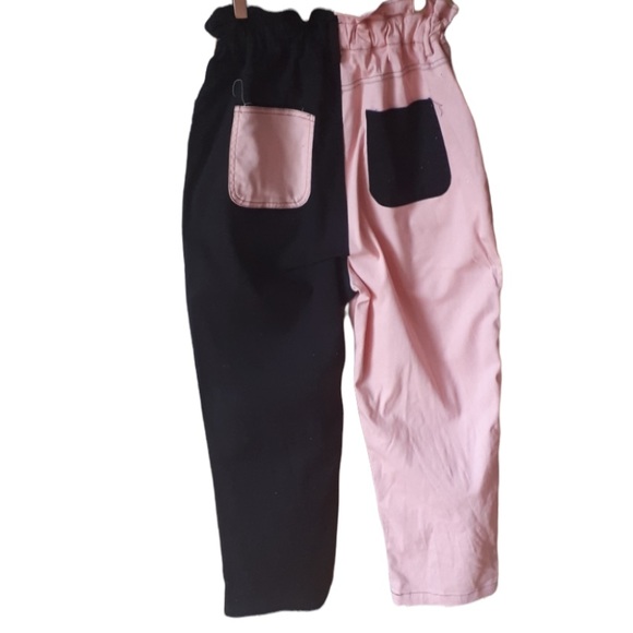 Black Friday- Two Tone pink,black paperwaist trouser size 10 - Picture 2 of 7